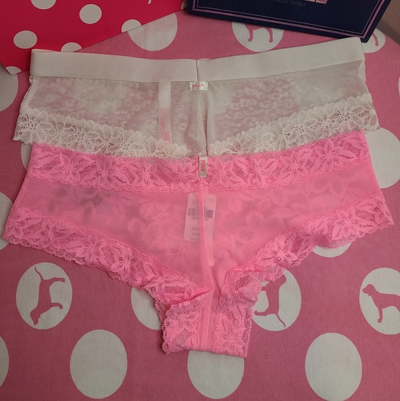 VS PINK 2pk Lace Cheekster Panties Size M 💗 - Picture 3 of 7
